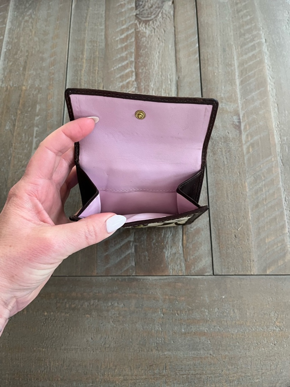 Coach Brown/Tan Signature Turnlock Bifold Wallet - Picture 9 of 9